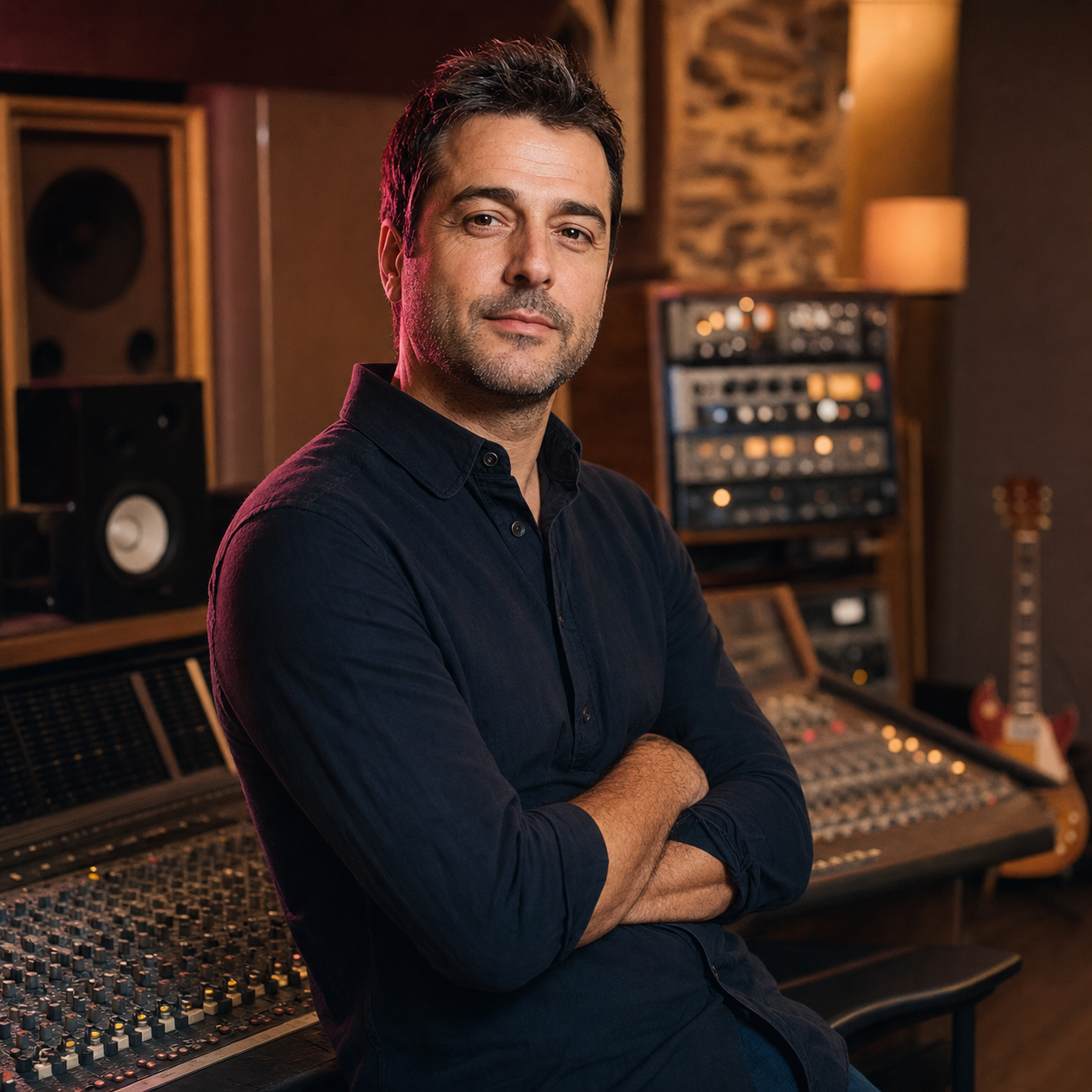 Francesco Guerra, fondatore e fonico di Melomane Studio, nella sala regia